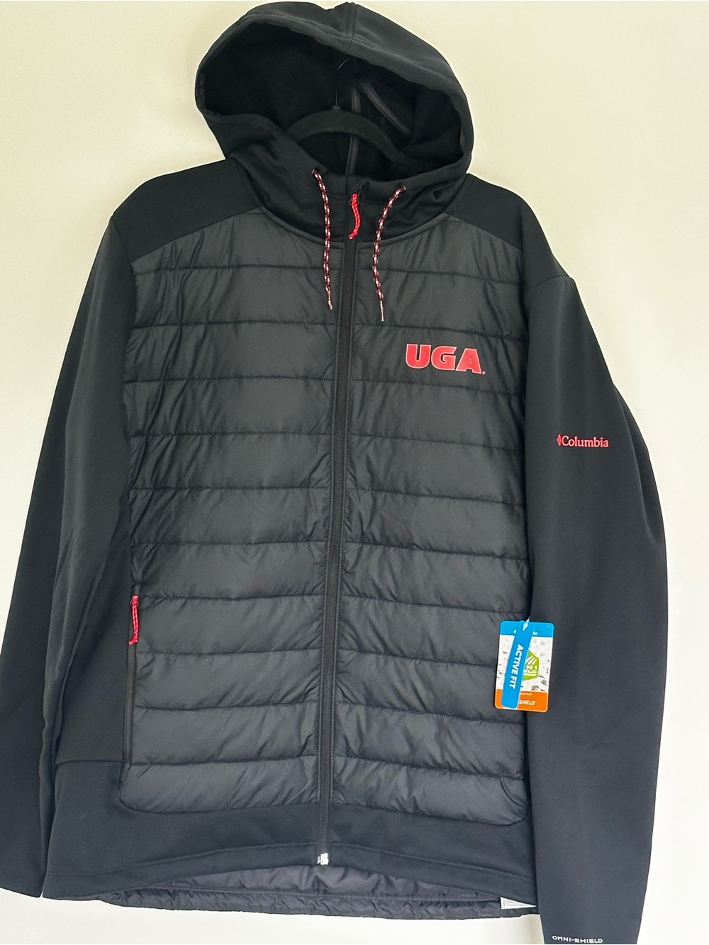 Columbia Black Puffer-Sleeve Hooded Jacket with Red UGA Logo